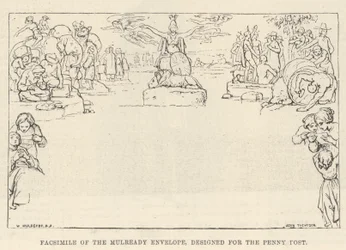 Faksimile des Mulready-Umschlags, entworfen für die Penny Post